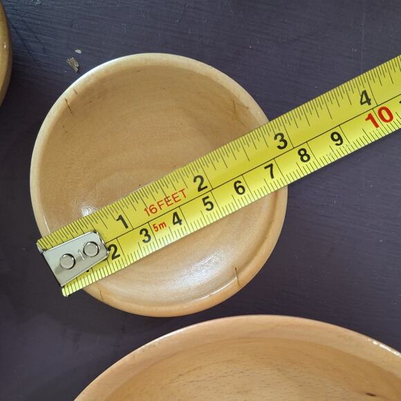 Vintage wood soy sauce rice bowl set of 8 made in Japan - Picture 4 of 7